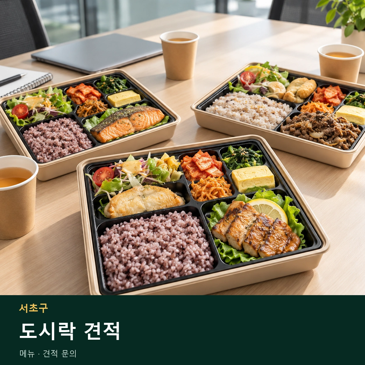 서초구 도시락 견적 메뉴와 주문 목적 안내 이미지