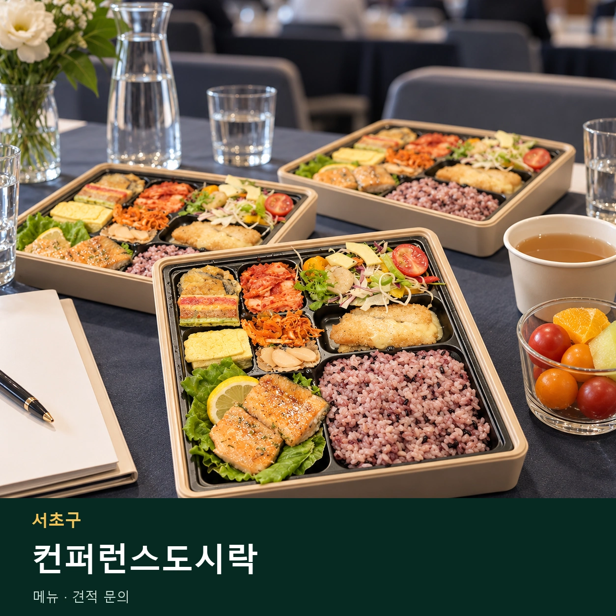 서초구 컨퍼런스도시락 메뉴와 주문 목적 안내 이미지