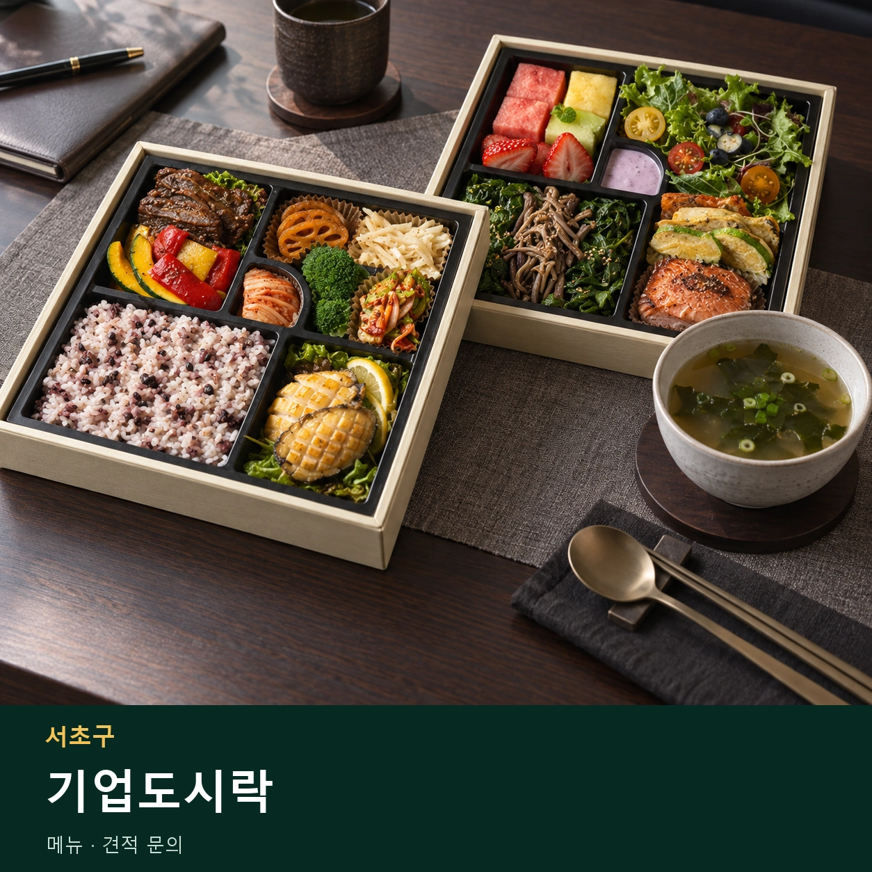 서초구 기업도시락 메뉴와 주문 목적 안내 이미지