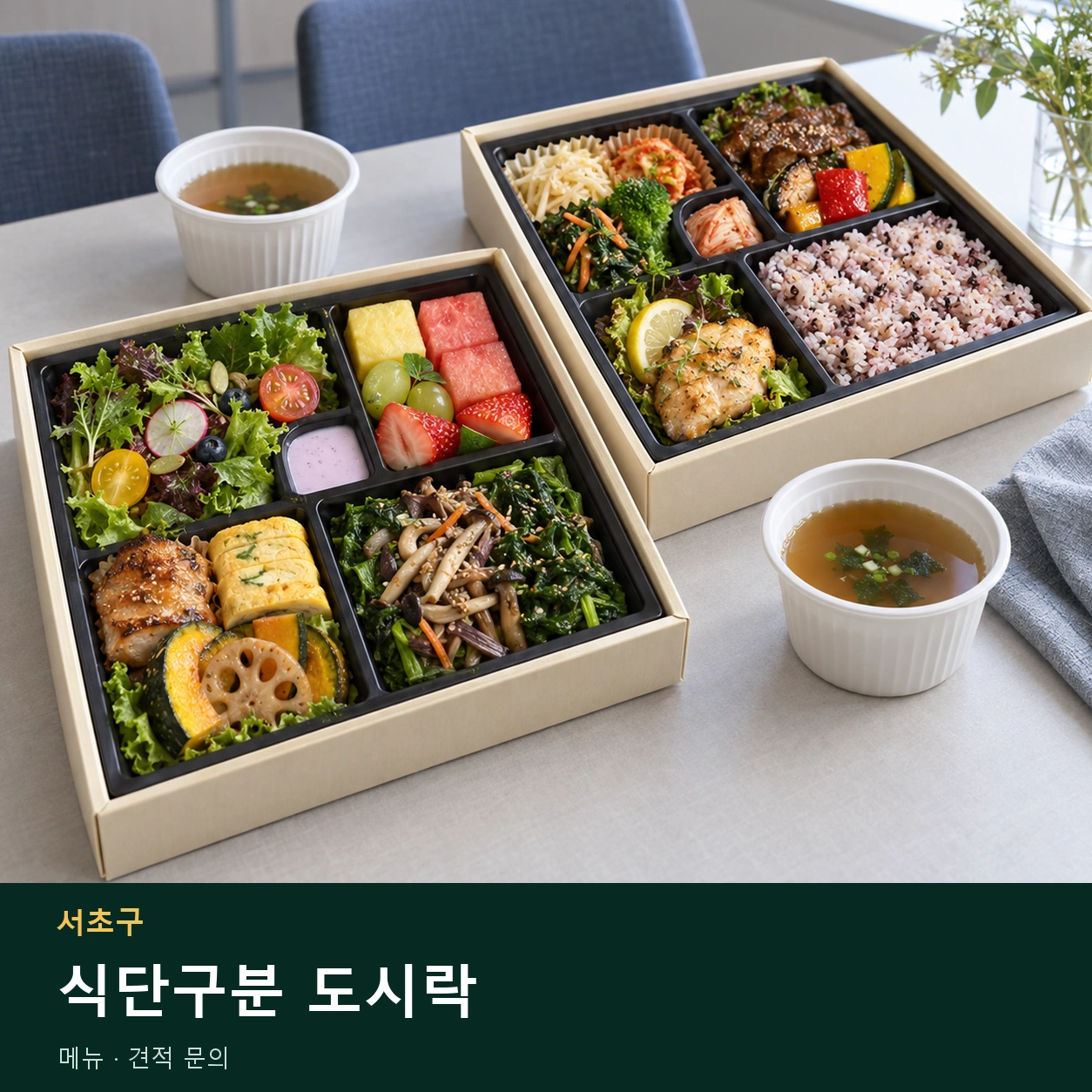 서초구 식단구분 도시락 메뉴와 주문 목적 안내 이미지