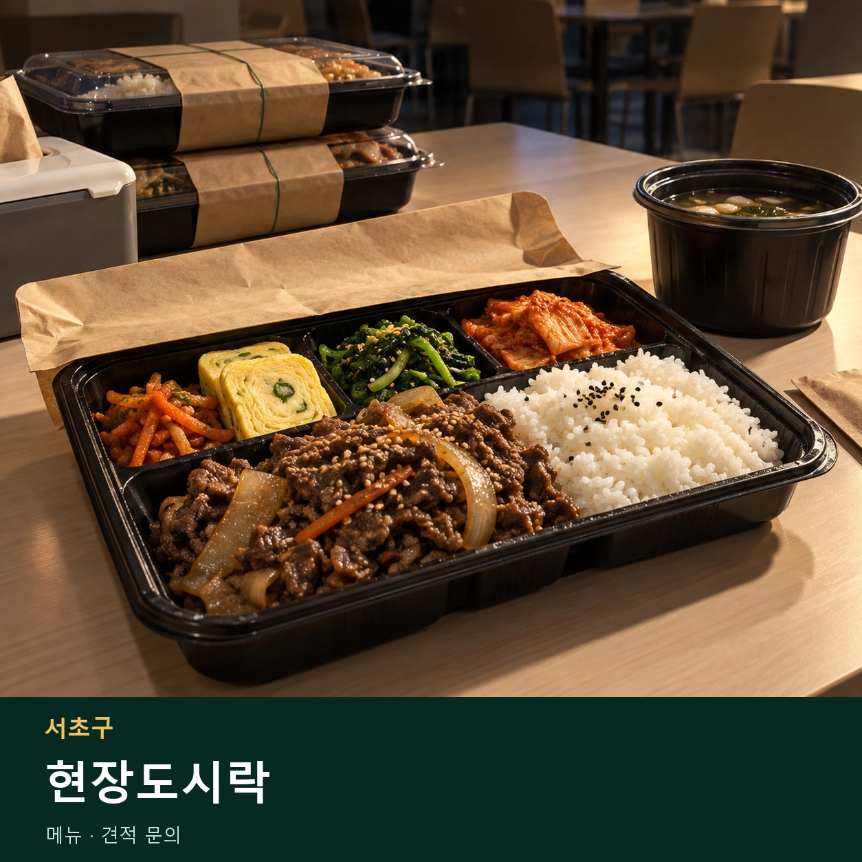 서초구 현장도시락 메뉴와 주문 목적 안내 이미지