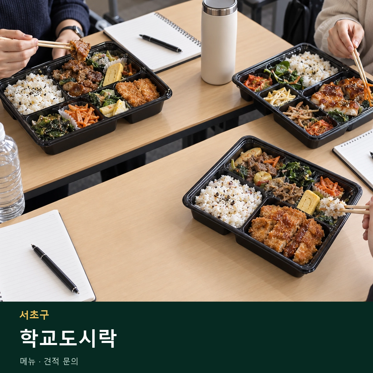 서초구 학교도시락 메뉴와 주문 목적 안내 이미지