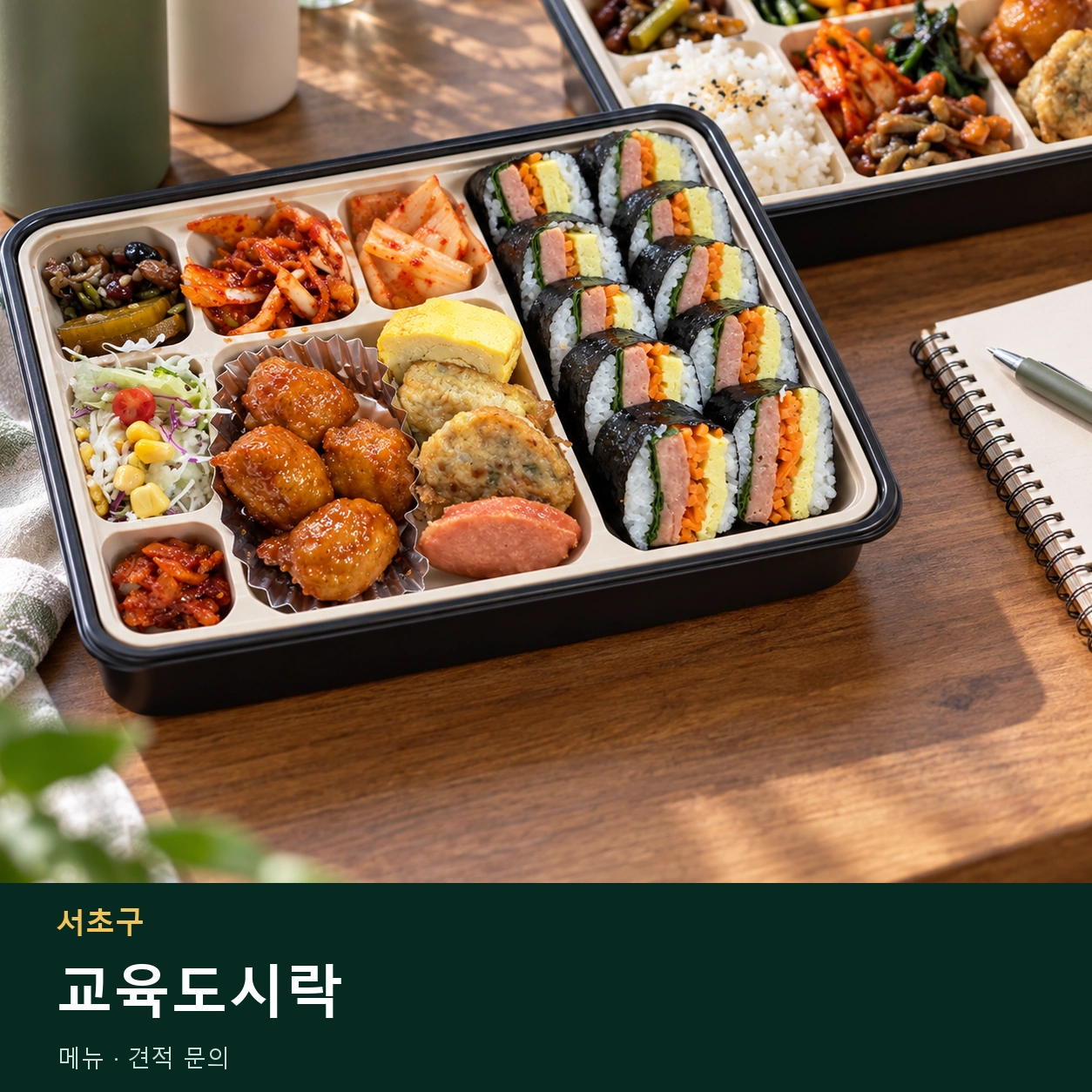서초구 교육도시락 메뉴와 주문 목적 안내 이미지